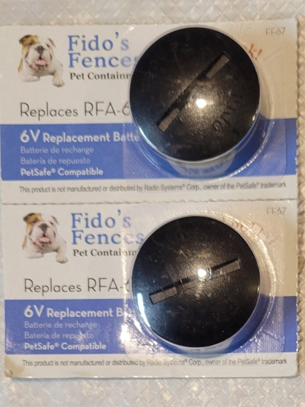 Petsafe RFA-67 Compatible 6V Battery Replacement 2-Pack Fido's Fences FF67
